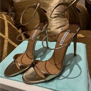 Aquazzura Metallic Gold Strappy Heels